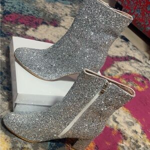 Silver Glitter Ankle Boots